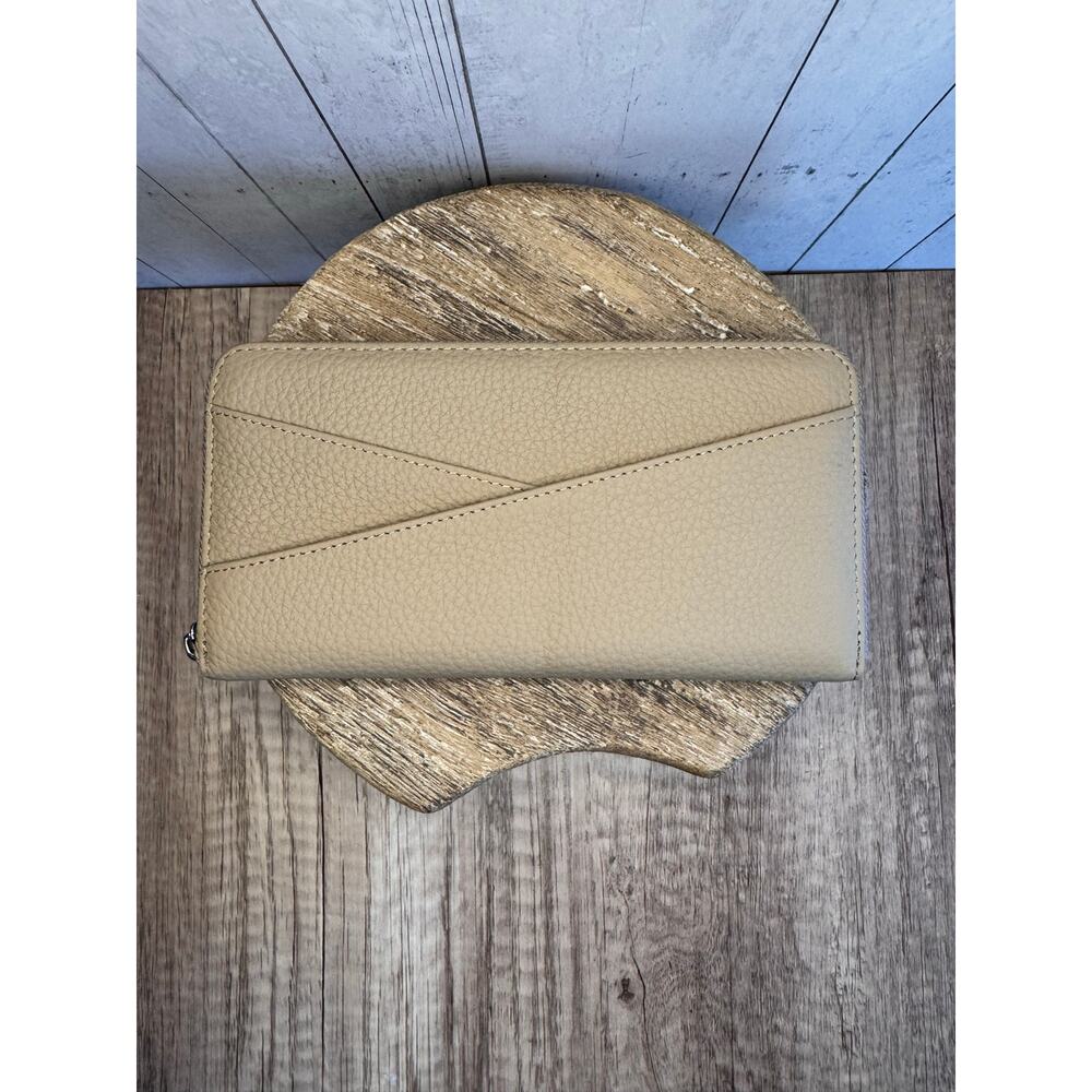Taupe Leather Wallet Criss Cross Pocket Purse Bag Wallet Taupe Wallet FAST SHIP